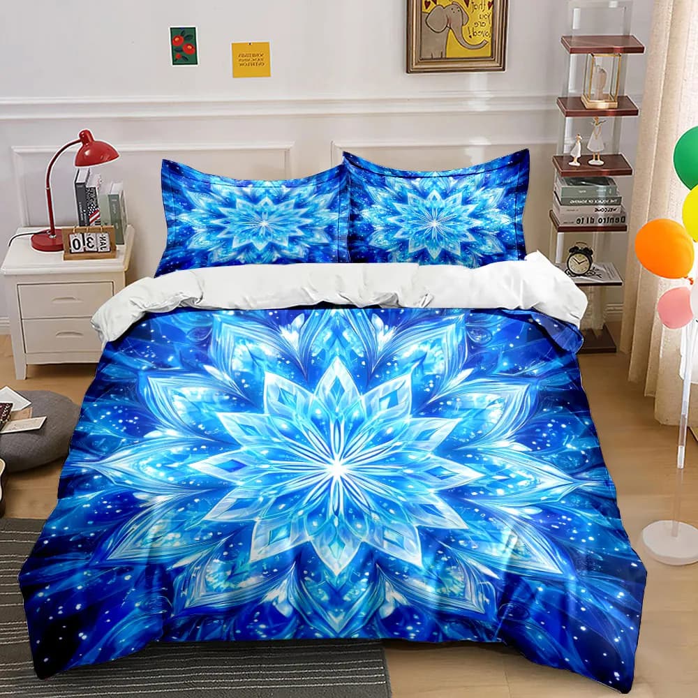 Set di biancheria da letto Blue Mandala Home Decor con 1 copripiumino e 2 federe, singolo, matrimoniale, king, queen, regalo