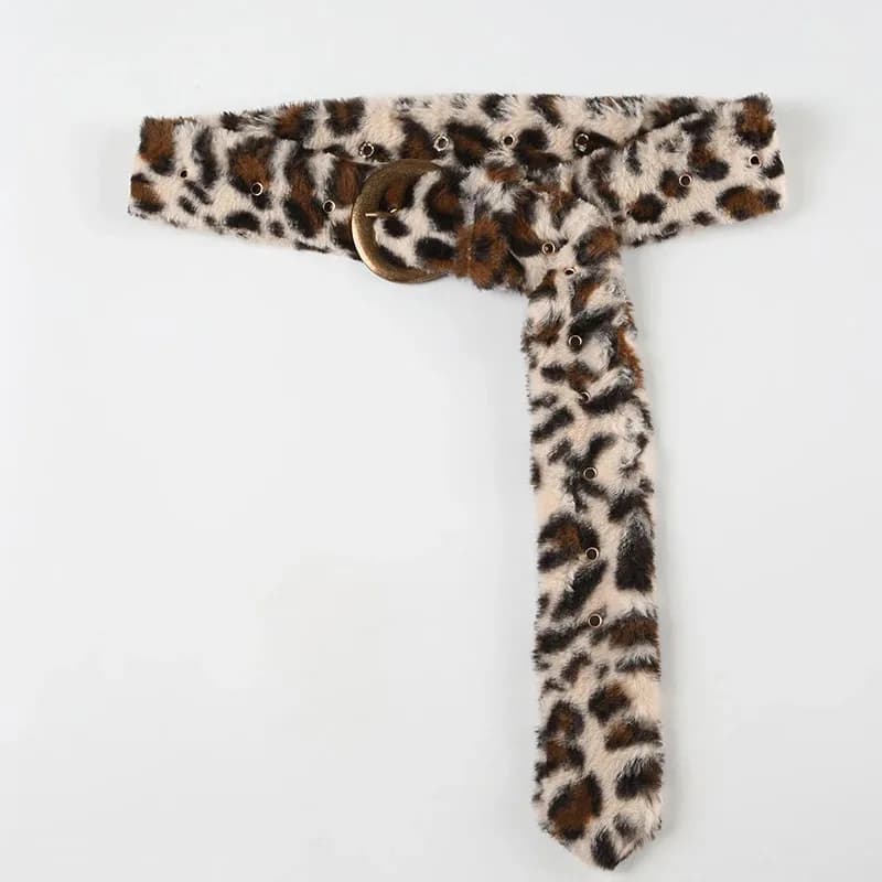 Cintura in peluche con stampa leopardata: accessorio hip hop caldo e regolabile alla moda per jeans