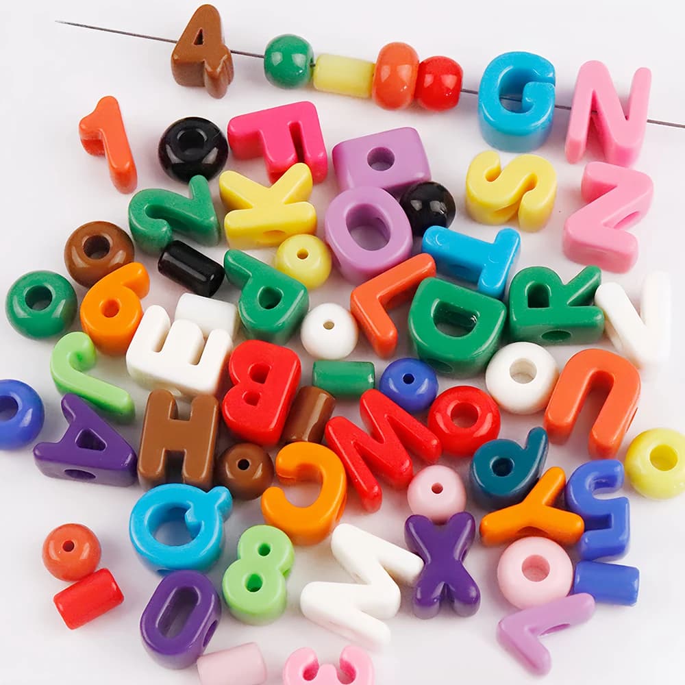 Casuale 10 pz Perline Acriliche Con Foro Lettera Numero Perlina Rotonda Per Collana FAI DA TE Orecchino Artigianato Sacchetto di Indumento Decorazione di Scarpe Perlina A0442
