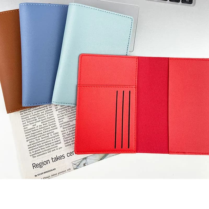 Women Men Solid Color Passport Holder ID Credit Card Holder Ticket Passport Covers PU Leather Travel Passport Protective Case