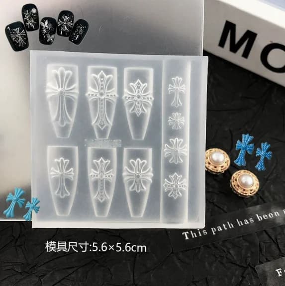 Stampo in Silicone 3D per Nail Art con Incisioni a Croce, 4 Stili, Riutilizzabile, per Decorazioni Unghie e Strumenti per Manicure