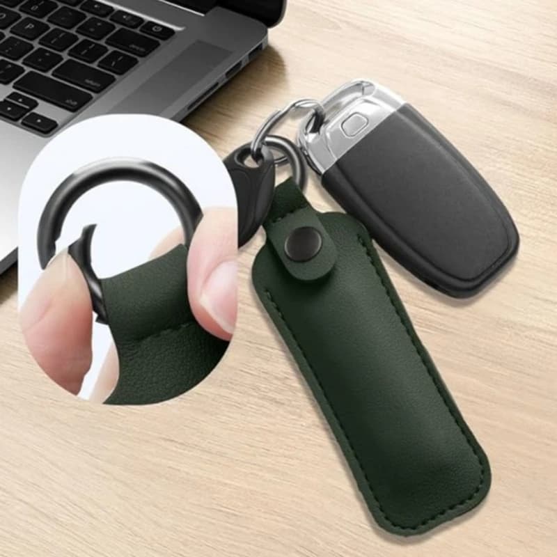 U55B Lightweight PU Leather Flash Drive Case Metal Closure Keyring Attachment Data Protector
