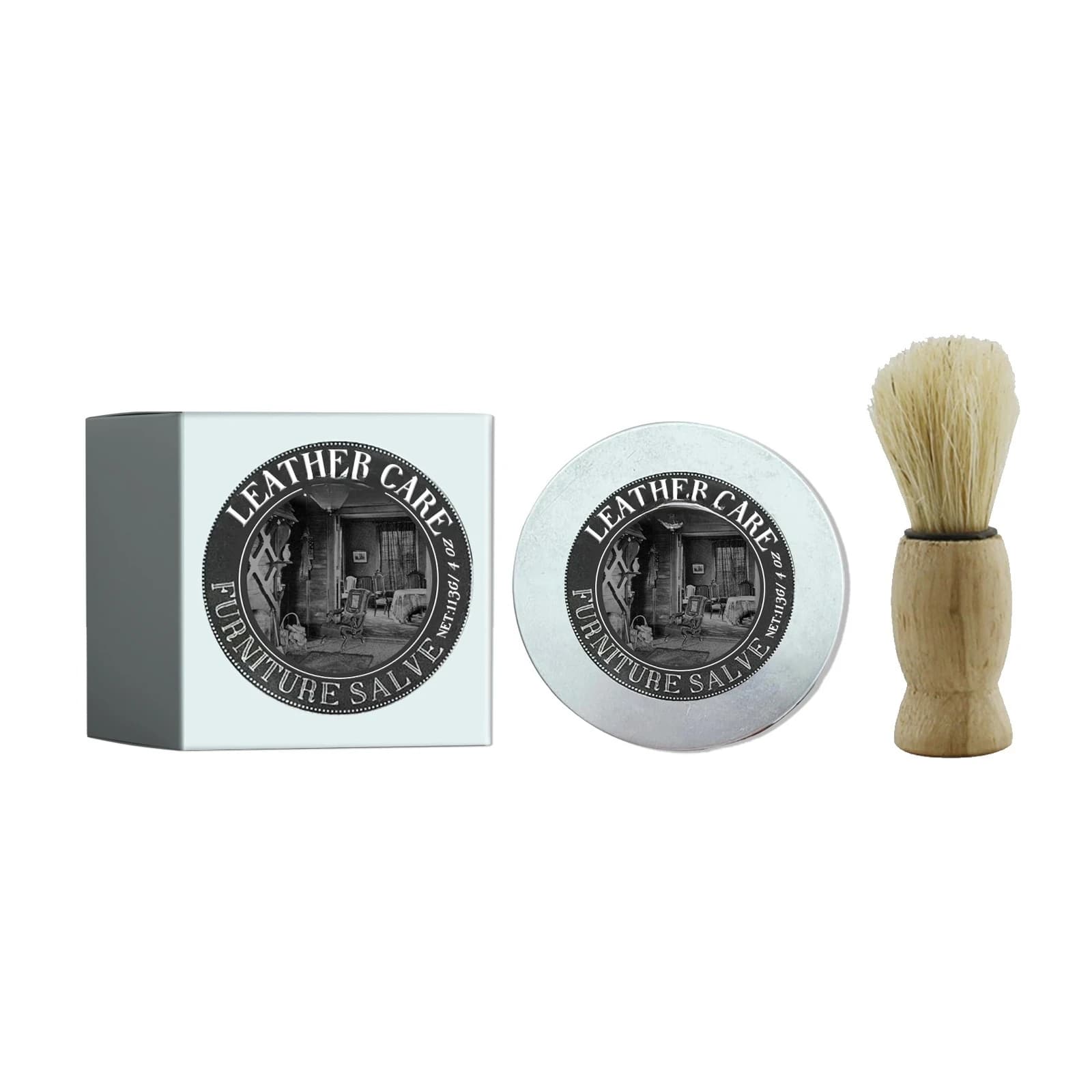 Furniture Leather Ointment Brush Set, Car Leather Pad Home Sofa Leather Leather Shoes Cleaning and Renovation Maintenance Ointment