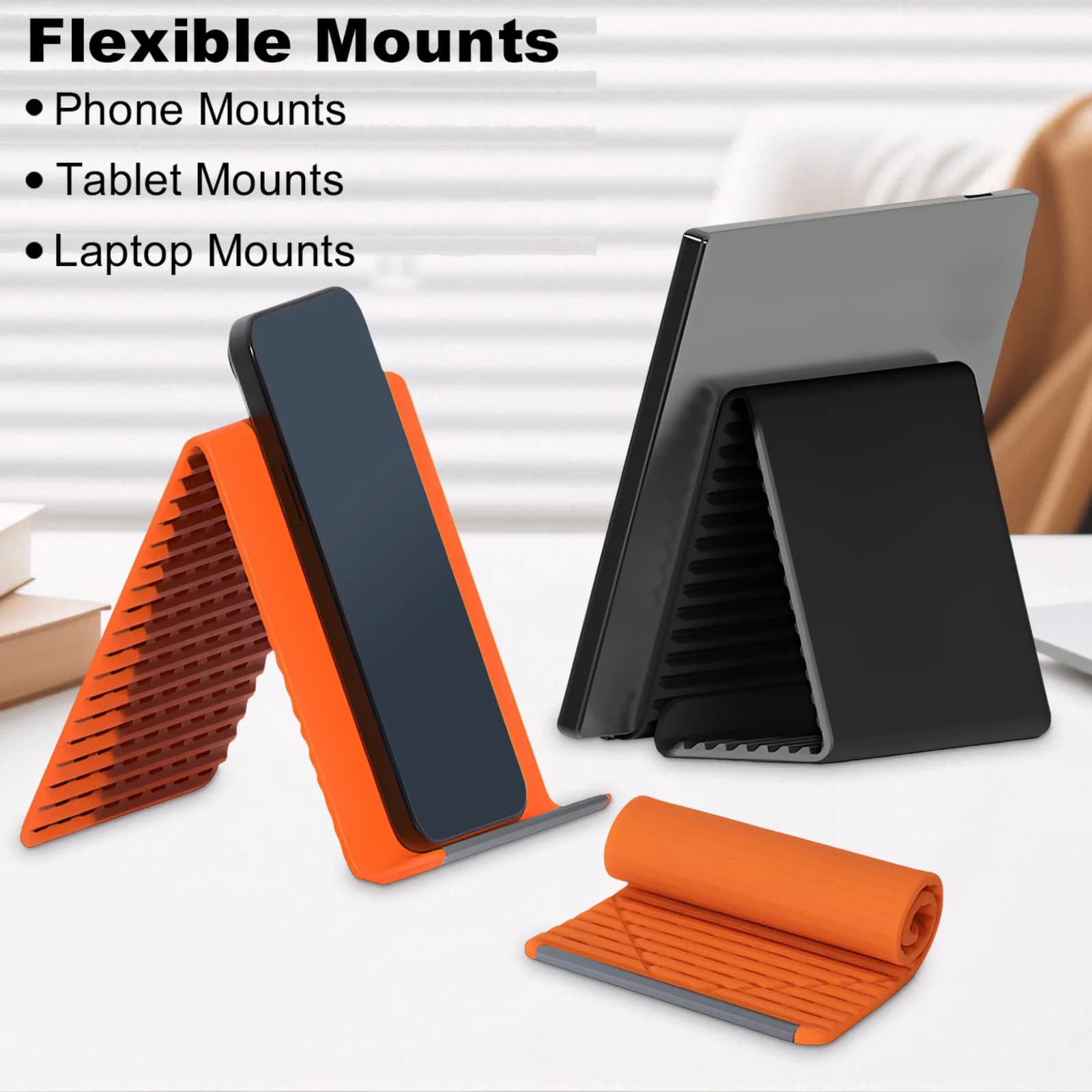 Supporto per Telefono in Silicone con Angolo Regolabile, Portatile e Pieghevole, Si Piegheva Liberamente in Qualsiasi Forma per Telefoni, Tablet e Laptop