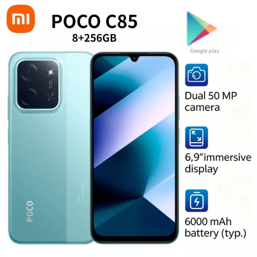 Nuovo Modello 2026 POCO C85 Edizione Globale Smartphone Display HD da 6,9 Pollici 8GB+256GB di Memoria Batteria da 5000mAh Dual-SIM Sbloccato
