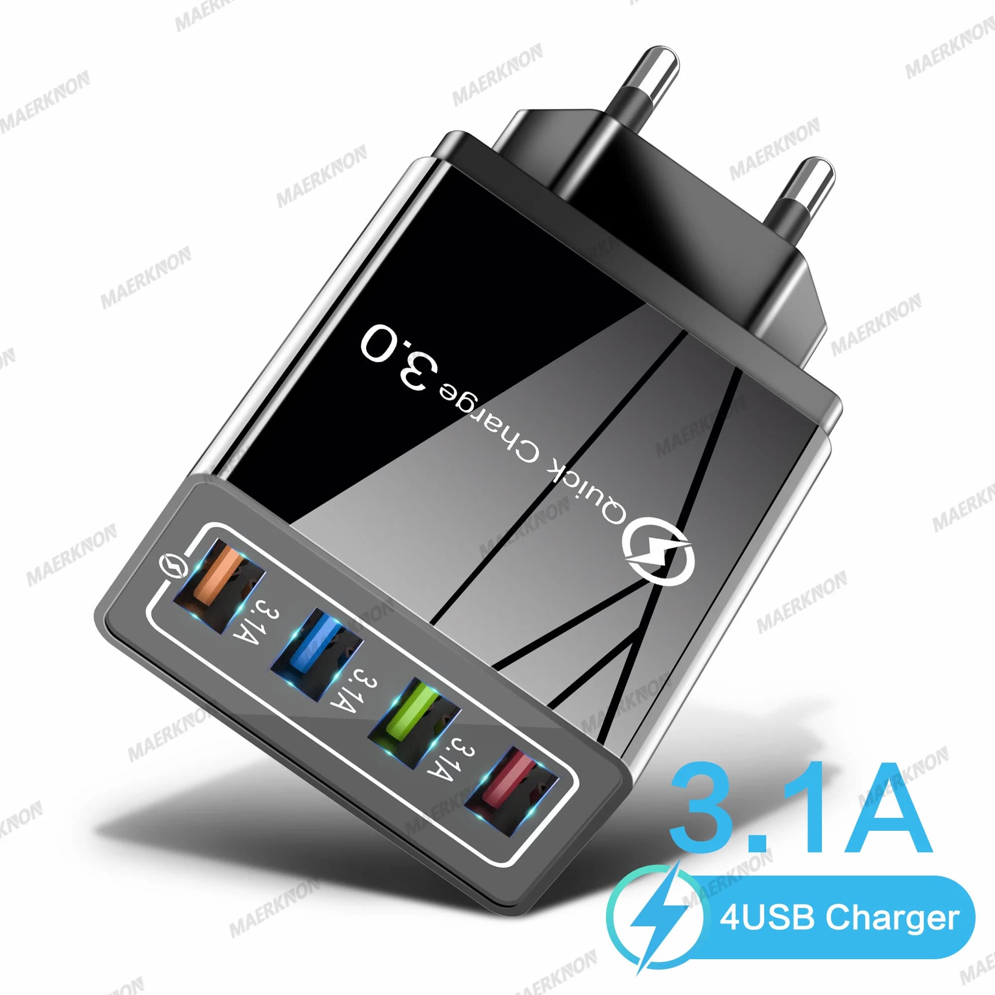 USB Charger 3A 4 USB ports Quick Charge 3.0 EU Plug for iPhone Samsung Xiaomi Short Charger Adapter for mobile phone fast charging