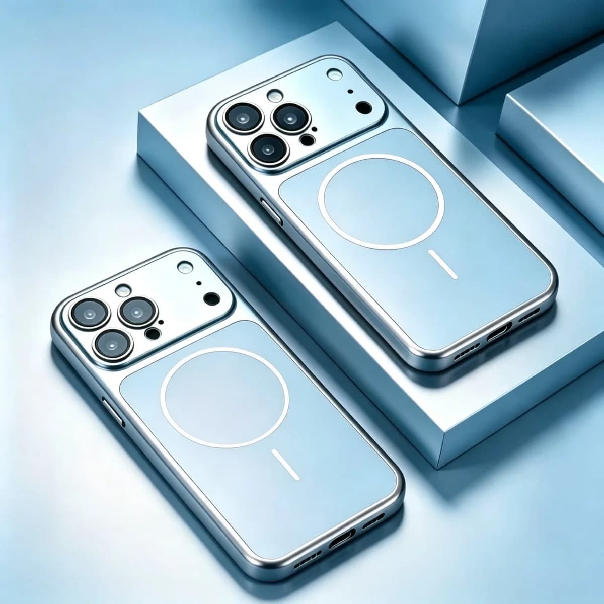Luxury Plating Metal Color For Magsafe Magnetic Phone Case For iPhone 18 17 16 15 14 13 Pro Max Large Window Shockproof PC Cover