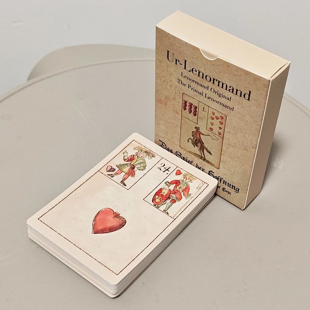 Carte Oracolo Ur-Lenormand 9*6 cm - (Il Gioco della Speranza) - Mazzo di divinazione vintage del XVIII secolo - Set di 36 carte per la predizione del futuro