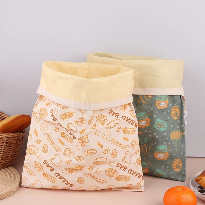 1 Pezzo Sacchetto Riutilizzabile in Cera d'Api per Alimenti, Borsa in Lino e Cotone per Conservazione Pane, Sacchetto Ecologico per Sandwich