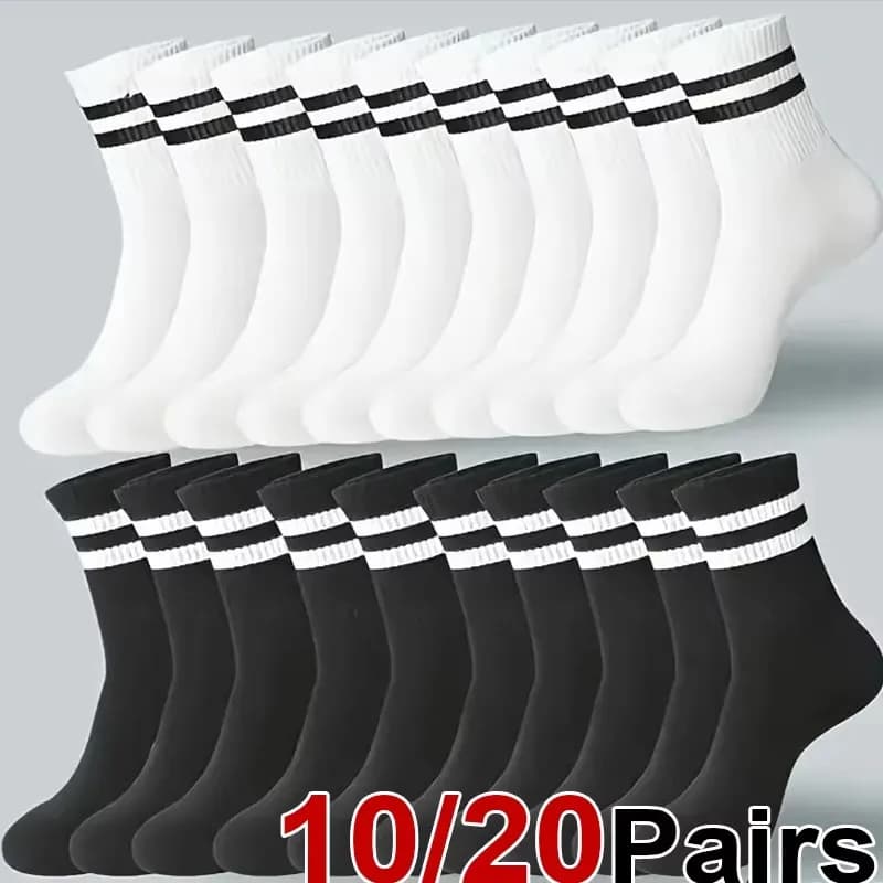 10/20 Pairs Women Mid-Tube Socks Solid Colour Autumn Winter Breathable Comfortable Sport Sweat Absorbent Man And Women's Socks