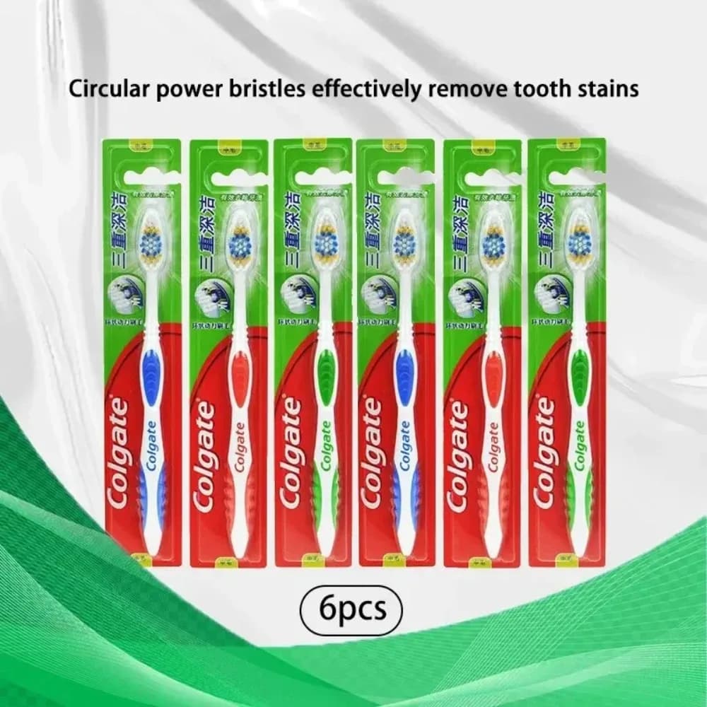 Spazzolino da Denti Colgate per Adulti con Setole Morbide, Confezione da 6, Sbiancante, per Igiene Orale, Spazzolino Manuale per Gengive e Denti Sensibili, Uso Domestico