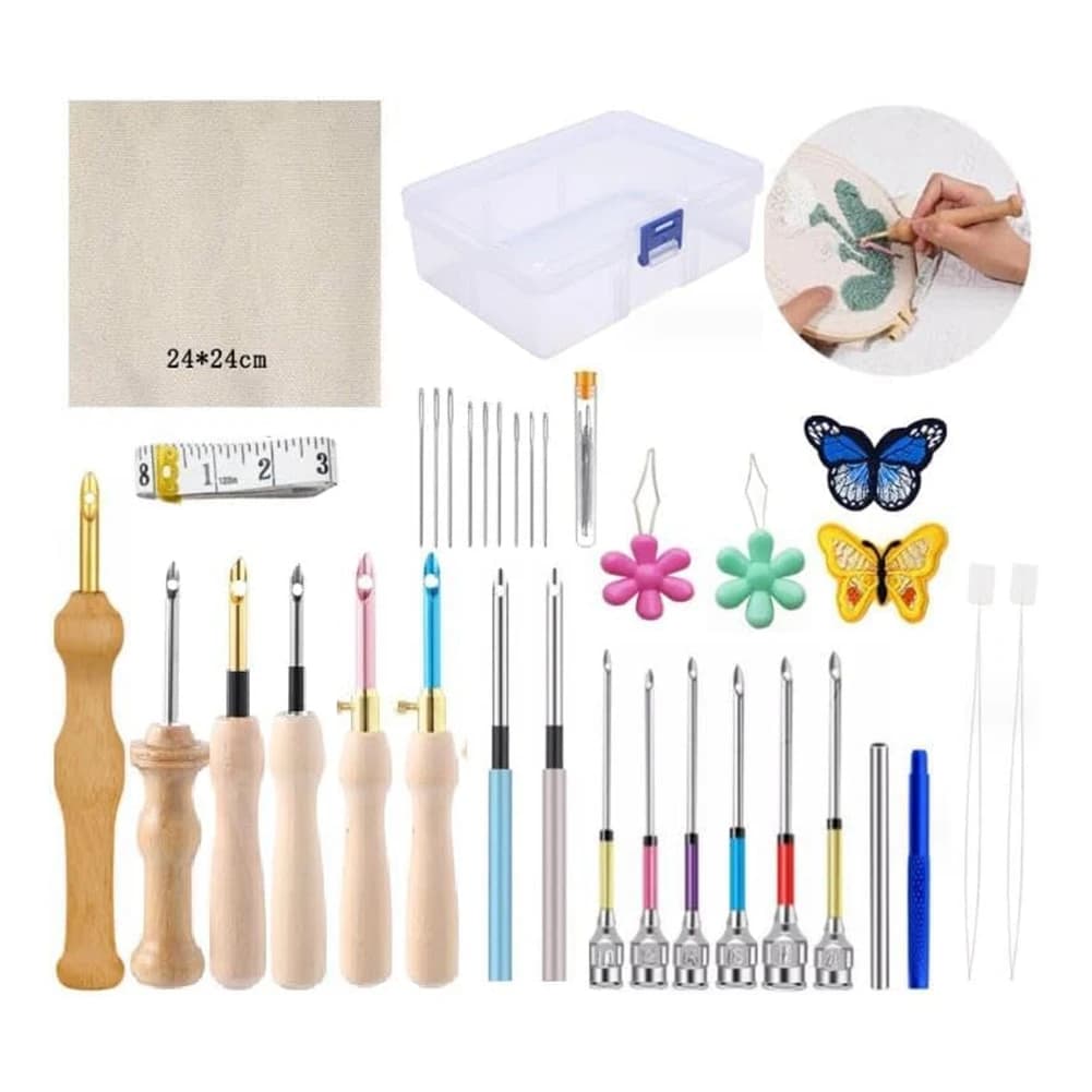 Customer Favorite 35 Pieces Punch Needle Set, Punch Needle Embroidery Kit, Adjustable Punch Needle Tool For Adult Beginners