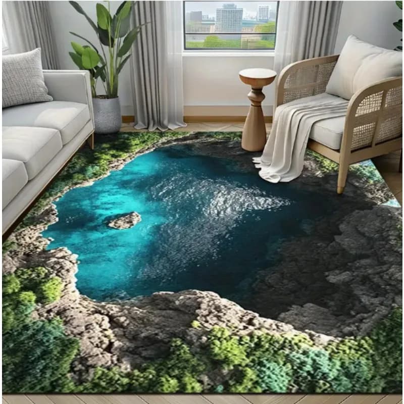 3D Illusione visiva Paesaggio dell'oceano Tappetino Soggiorno Camera da letto Cucina Bagno Decorazioni per la casa Regali Tappeti da spiaggia Decorazione della stanza