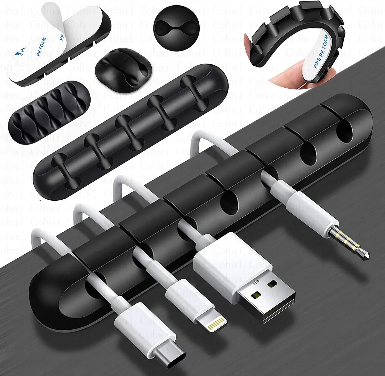 Organizer per cavi avvolgicavo USB in Silicone supporto per cavo per Clip di gestione ordinata da tavolo per Mouse protezione per cuffie morsetto per Organizer per cavi