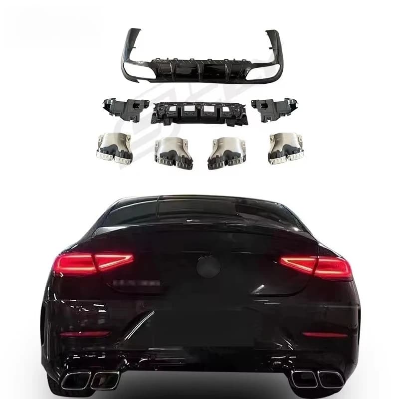 Diffusore C257 per Mercedes-Benz Classe CLS, Upgrade CLS63 AMG, Diffusore Posteriore con Scarico 2019-2022