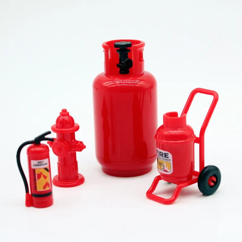 1set Mini Fire Extinguishers Gas Cans Fire Hydrant Miniature Scene Decoration Home Decor Doll Accessories