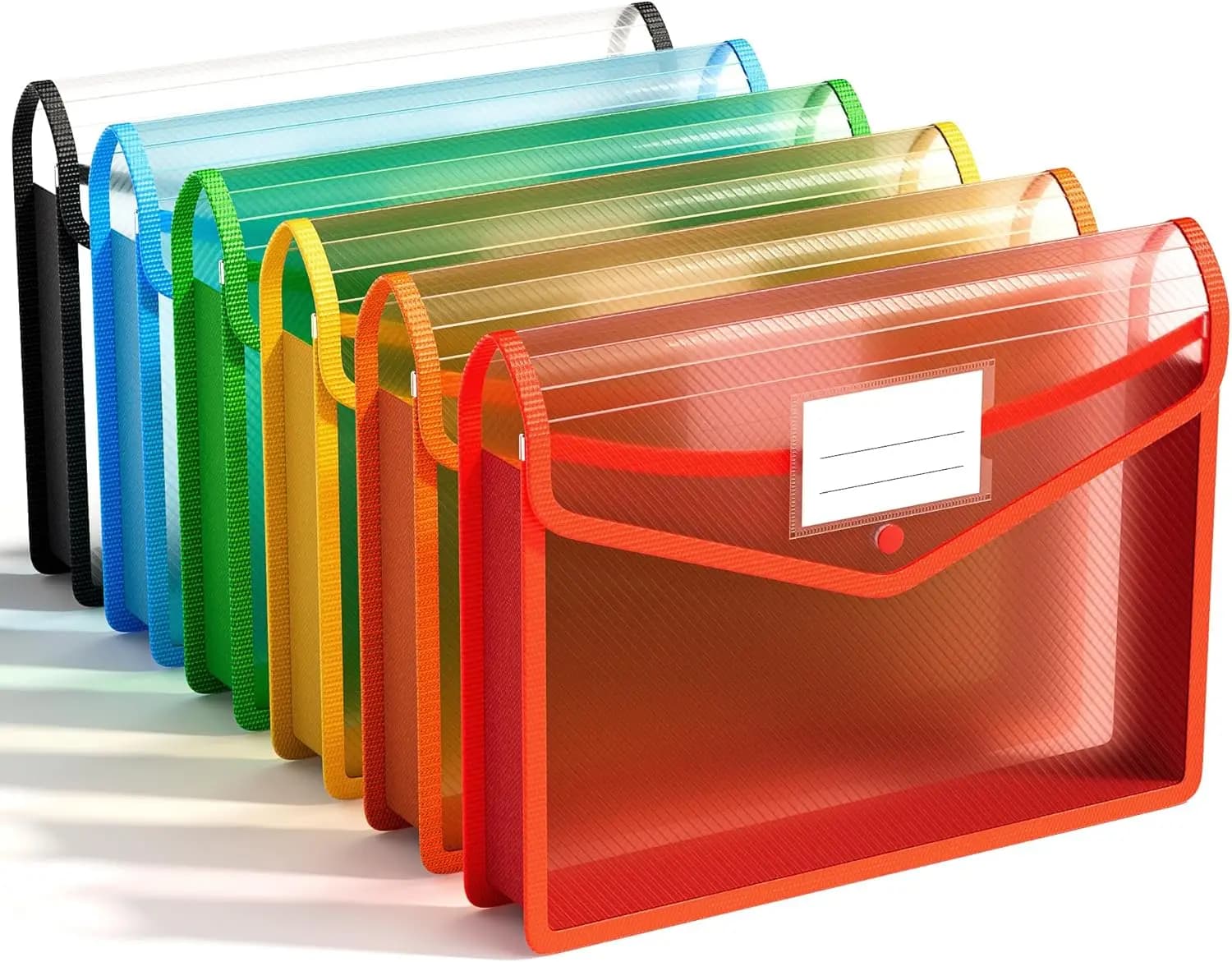 Confezione da 6 Cartelle Espandibili in Plastica con Chiusura a Scatto, Organizzatore Trasparente Colorato per Documenti A4/Letter, Grande Capacità