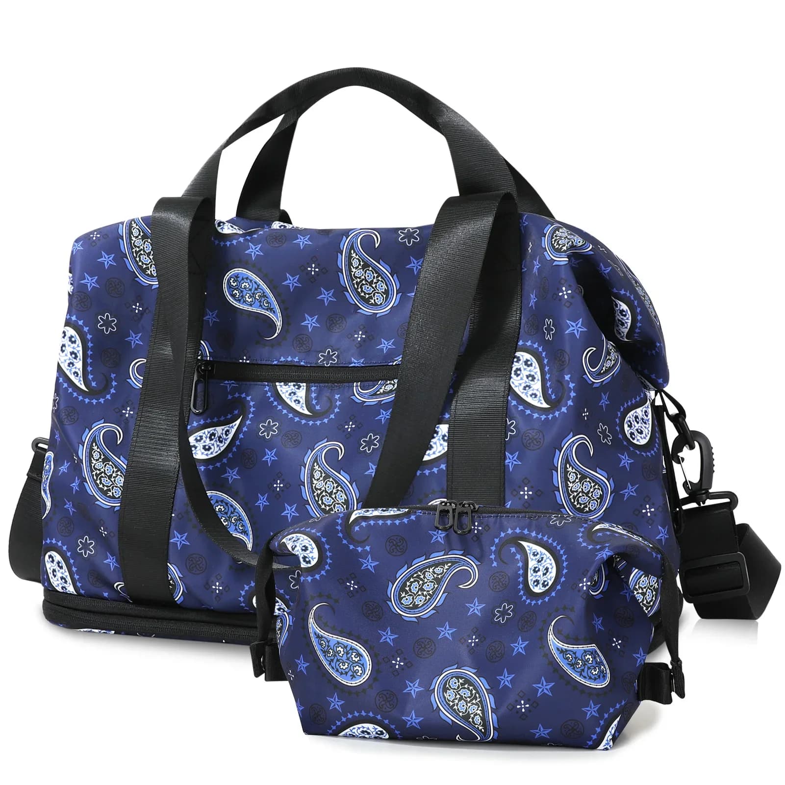 Borsa da viaggio per weekend CANBOUN, borsa da viaggio sportiva spaziale espandibile, set da 2 pezzi, con scomparto per scarpe, viaggio unisex a breve distanza