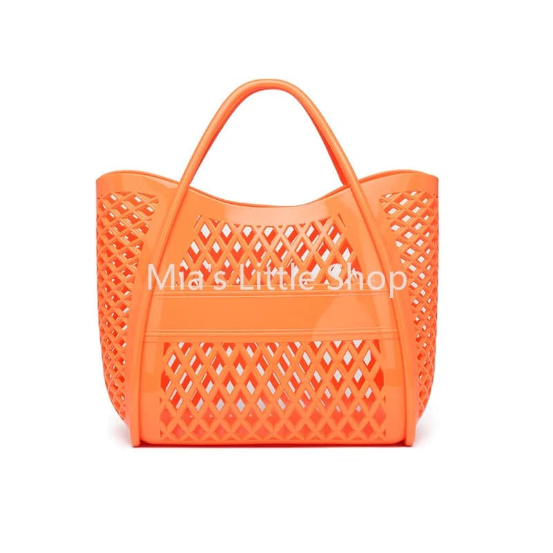 New PVC jelly bag shopping basket beach bag bath washing basket large capacity hollow portable vegetable basket
