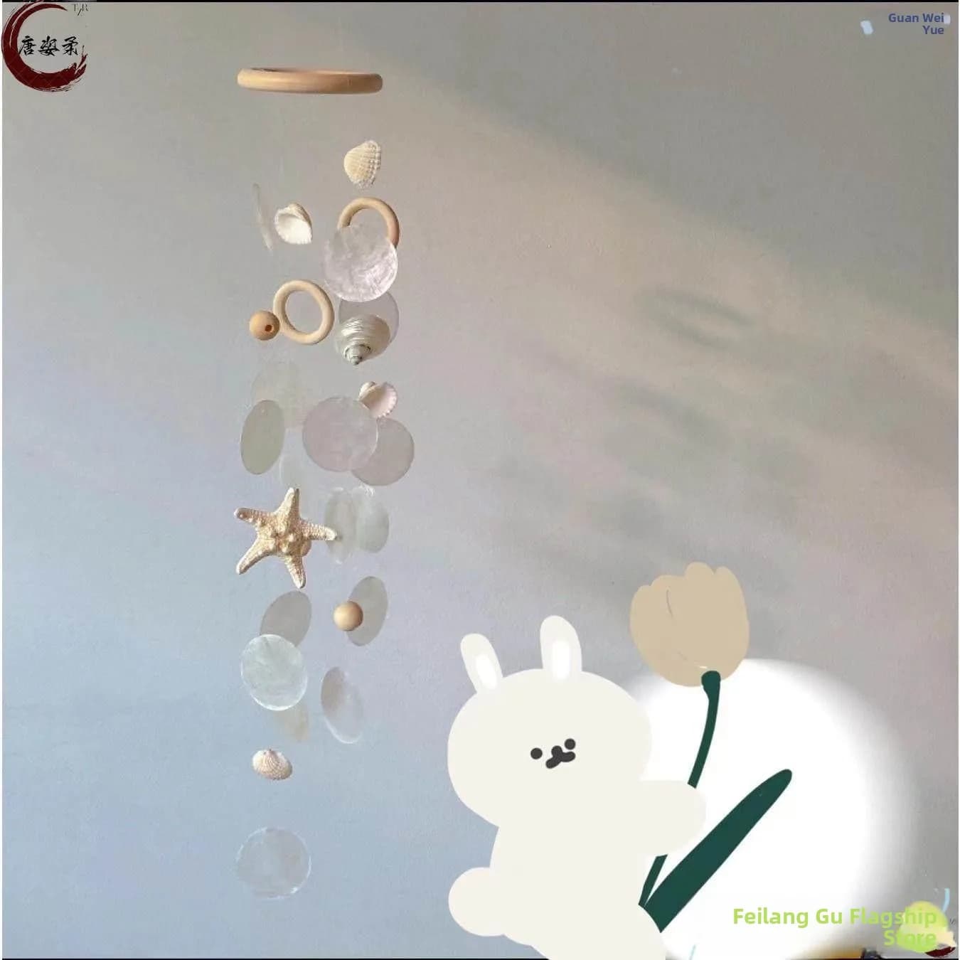 Moon ell Wind Chimes Simple White Series Ocean Sle Decorative Hanging Ornaments for Window Sill Balcony Girls Dr