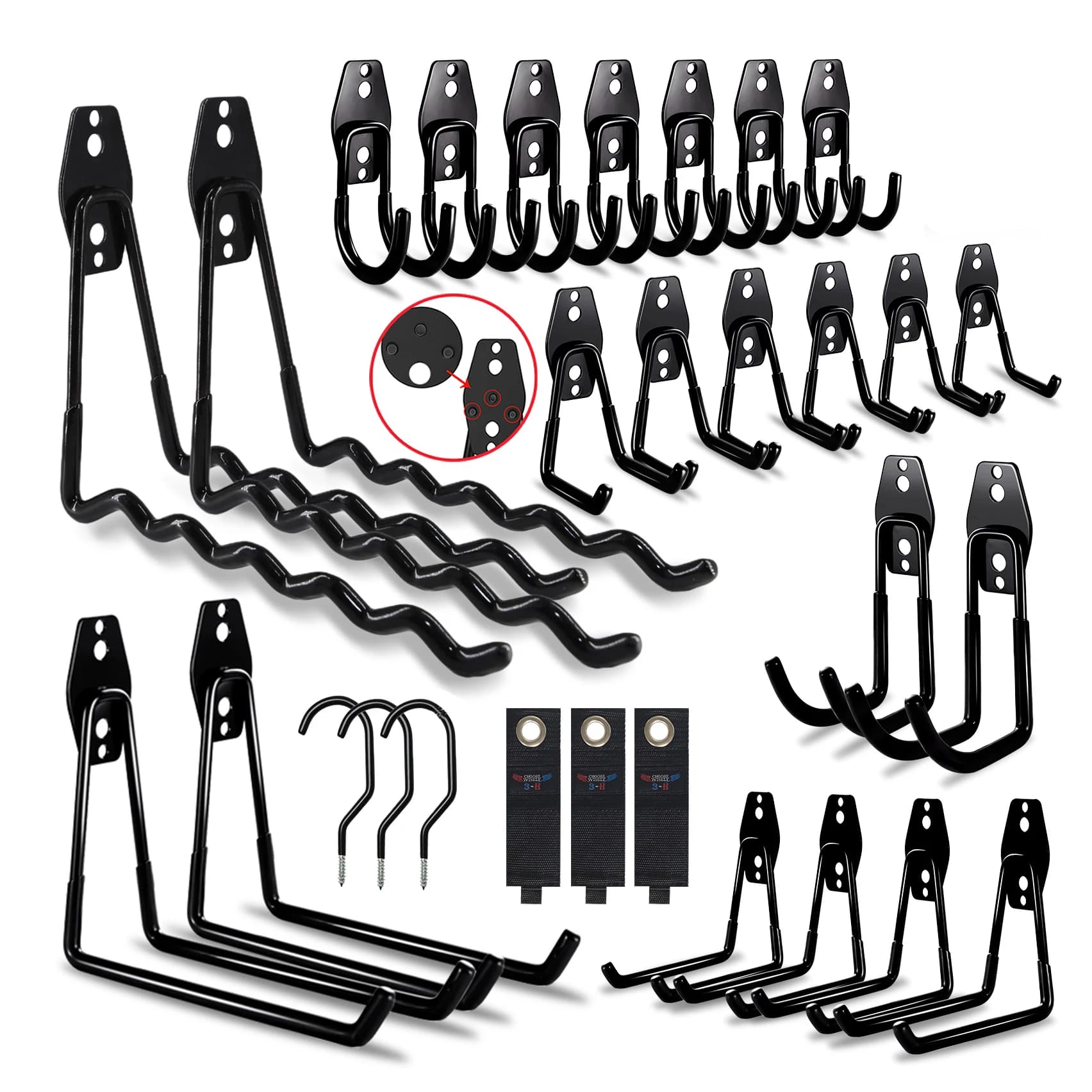 Gancio in metallo resistente Organizzatore per garage Montaggio a parete Ganci per ganci per biciclette antiscivolo Gancio di stoccaggio per scale Attrezzo da giardino