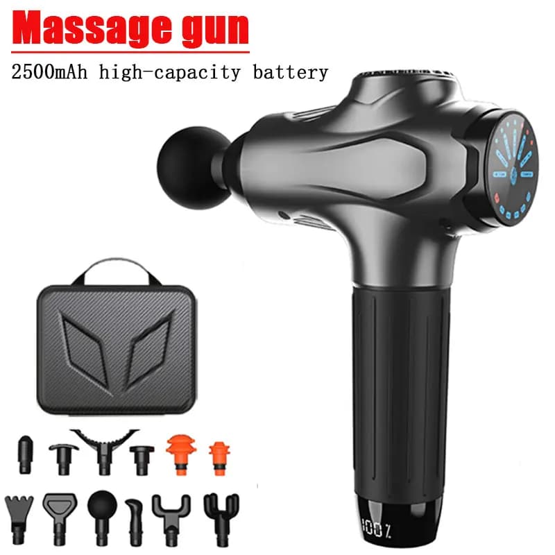 Professional Massage Gun 12 Heads Intelligent Massage Gun for Body, Neck, Back, Portable Electric Strap Gun, Muscle Relaxation Massage