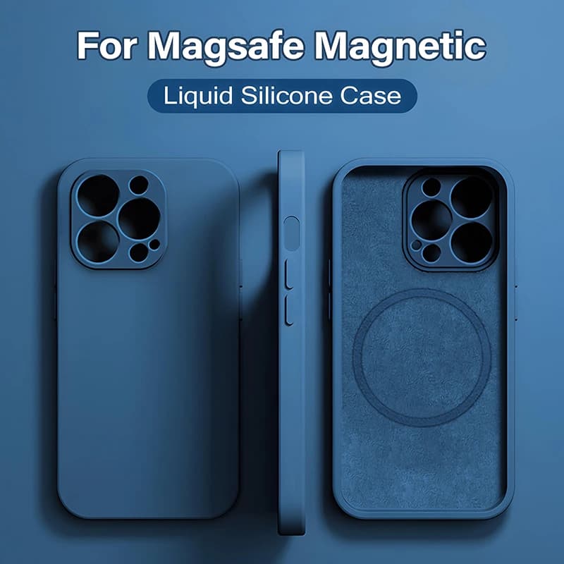 Original Magsafe Magnetic Case for iPhone 15 14 13 12 11 Pro Max Mini XR XS 8 Plus liquid silicone wireless charging cover