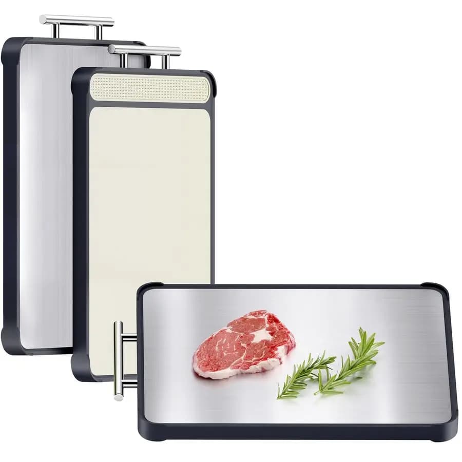 Set di Taglieri in Acciaio Inossidabile, Grandi Taglieri da Cucina, Tagliere per Carne a Doppio Lato con Manico, Non Tossico