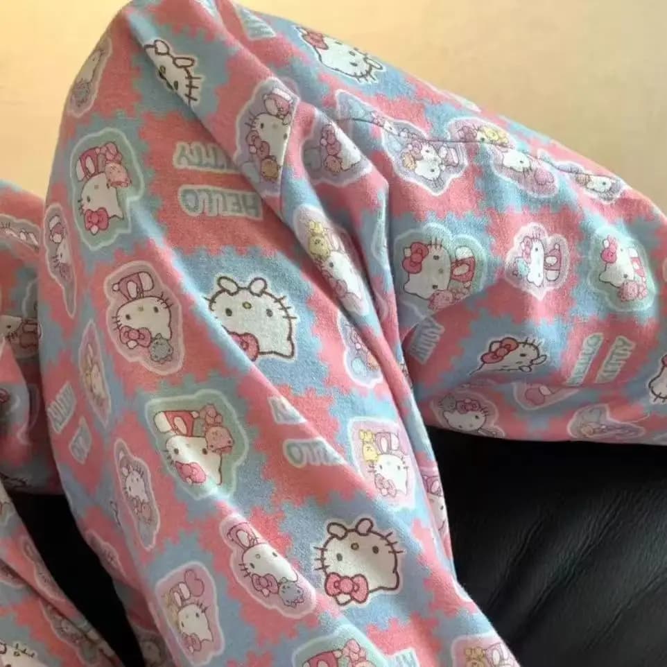 Anime Hello Kitty Pajama Pants Kt Cat Women Spring Summer Trousers Walk Pants Pink Loose Home Pajamas Versatile Home Pants Gifts