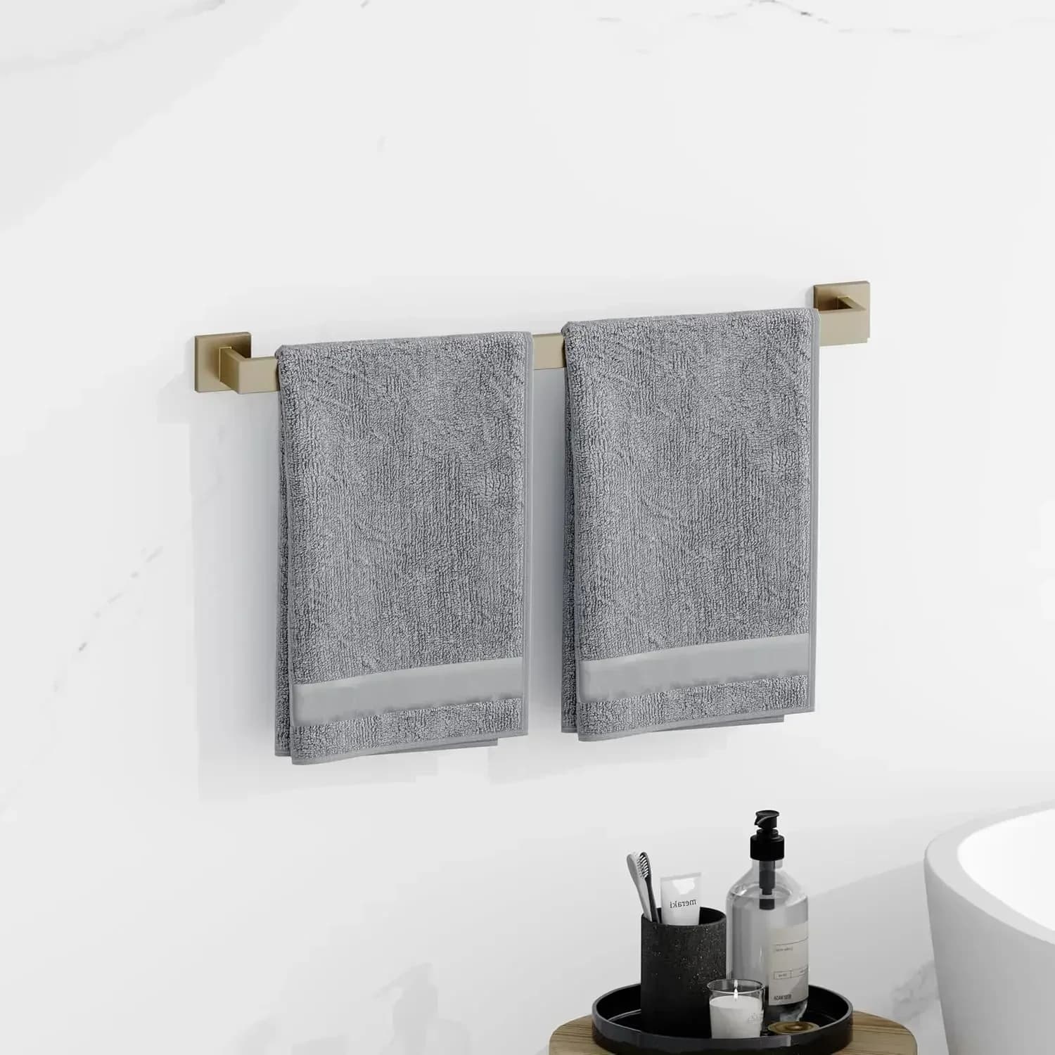 （XMSJ-Hot）20-Piece Brushed Gold Bathroom Accessories Set – 23.6" Towel Bar, Towel Ring, Toilet Paper Holder & Hooks, Wall Mounte