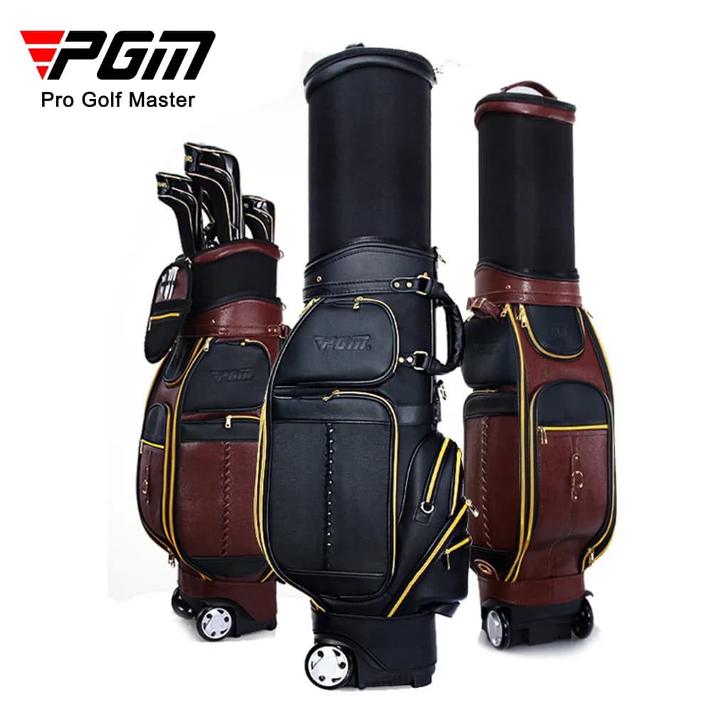 Pacchetto palla telescopica da golf da uomo PGM Borsa multifunzionale per mazze da aviazione in vera pelle con copertura antipioggia QB043 all'ingrosso
