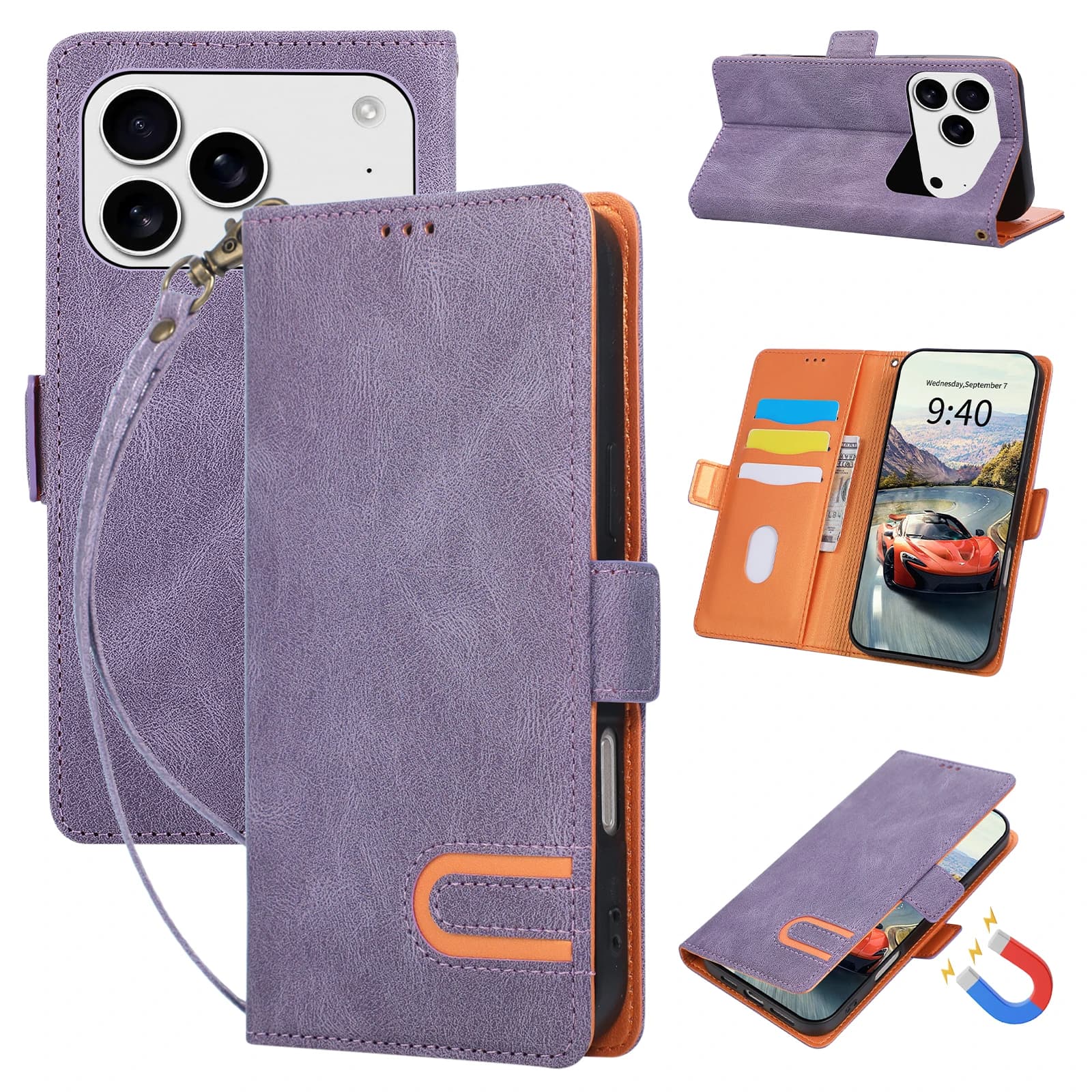 Flip Cards Solt Wallet Leather Phone Case for iPhone 18 Pro Max 17 Pro 16 15 14 13 12 Shockproof Book Stand Strap Durable Cover