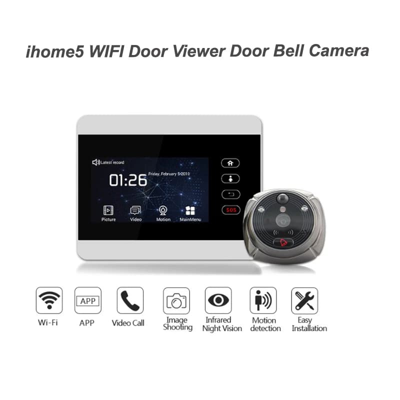Rollup Ihome5 Videocitofono Smart Wireless con Telecamera IR e Campanello per Sorveglianza Remota