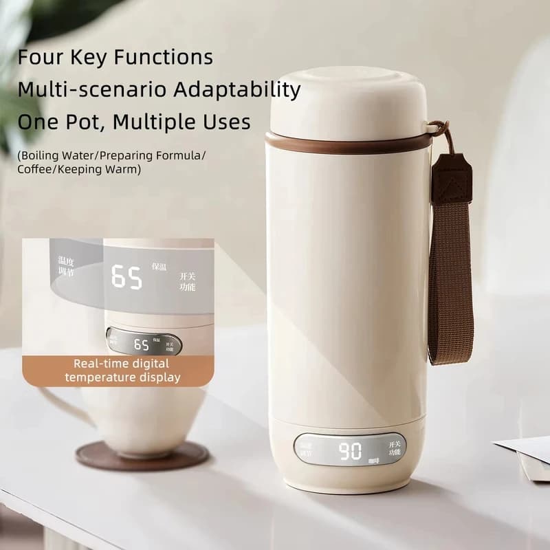 600ml Electric Kettle Portable Travel Boil Water Cup Smart Teapot with Temperature Adjustment 220V Thermo Pot Heating Cup