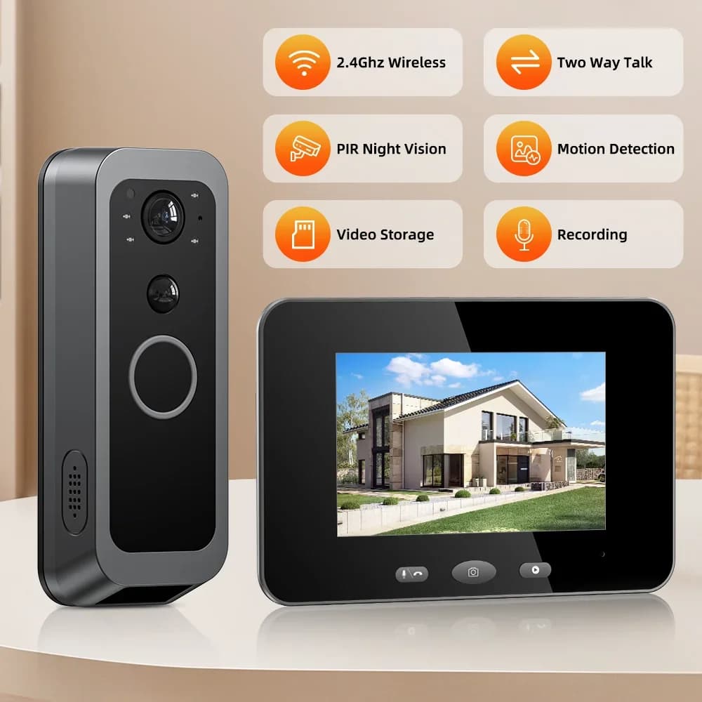 Spioncino digitale Campanello Visualizzatore oculare Rilevazione movimento PIR Videocitofono wireless / Wifi Telecamera campanello citofono bidirezionale