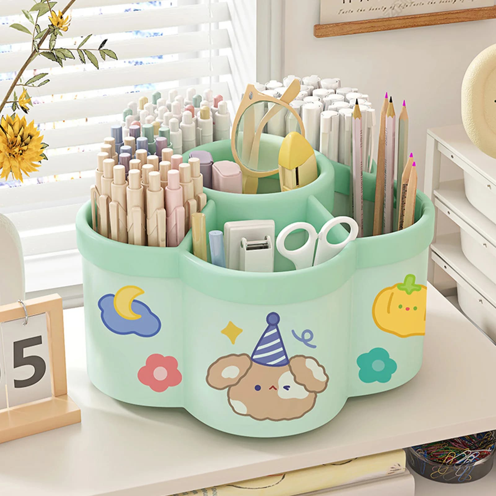 Rotating pen holder Desk organizers Storage box for large capacity pens Box for organization cosmetic brushes Accessories for study dorm