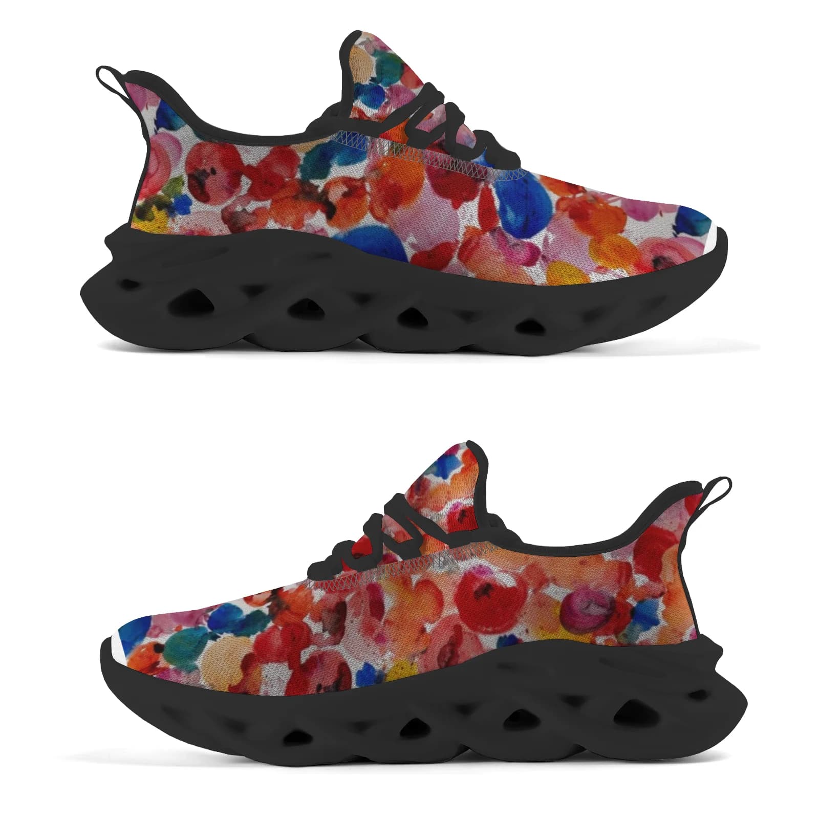 Scarpe sportive casual da uomo e da donna con stampa floreale ad acquerello, scarpe da corsa leggere e traspiranti, sneakers
