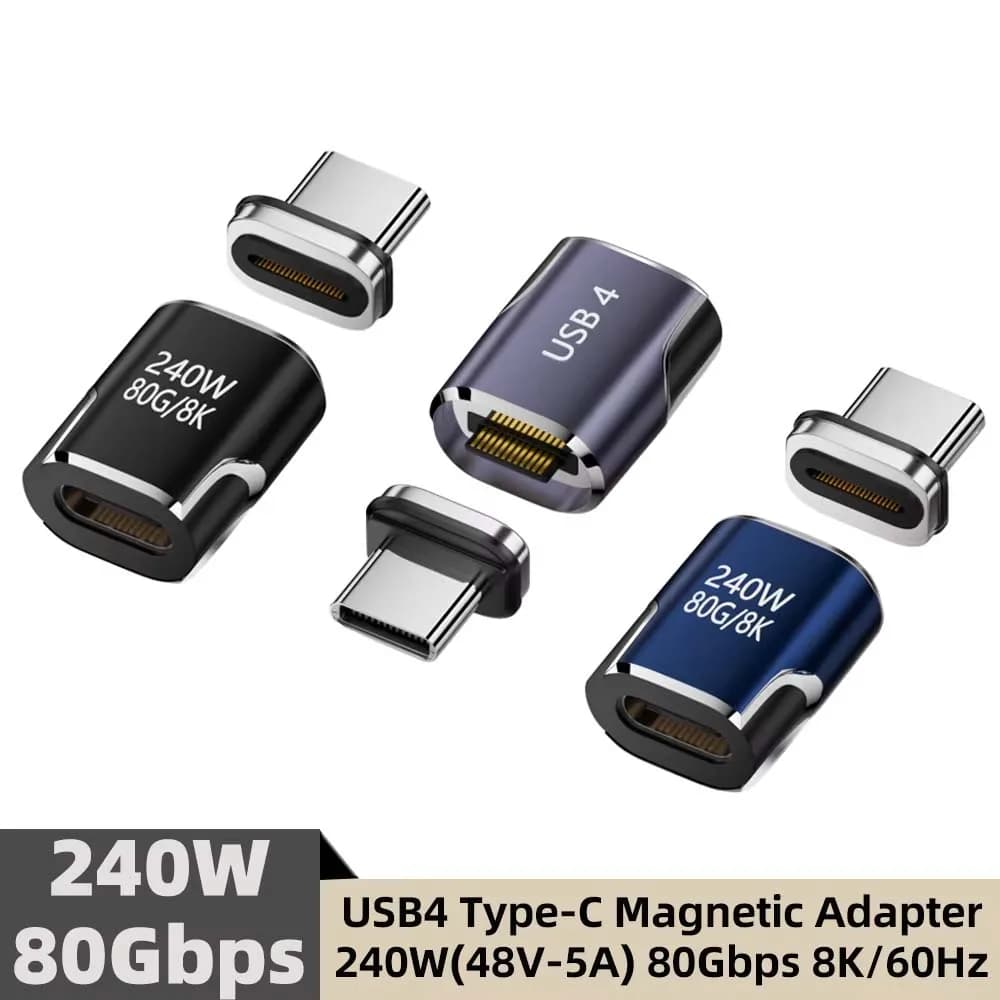 USB4 80Gbps Magnetic Adapter USB C To Type C 240W Fast Charging Magnet Converter Cable 8K@60Hz Thunderbolt 5 USB Type C Adapter