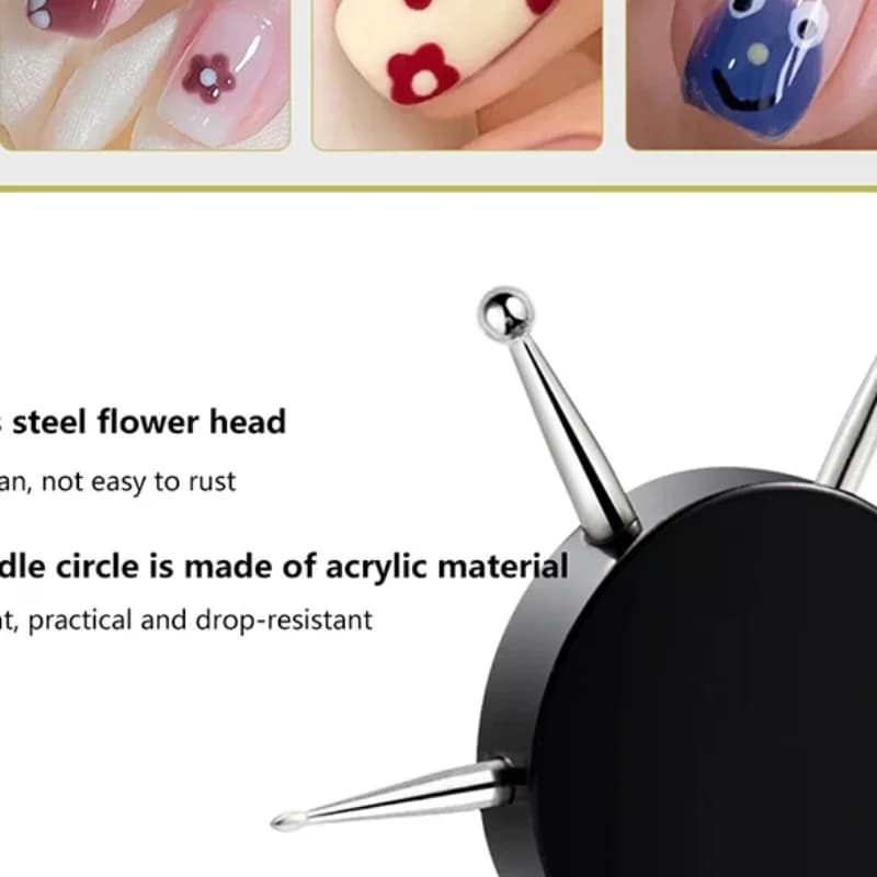 1 Pezzo Strumento per Nail Art a 6 Punte, Disco per Decorazione Unghie, Utensile per Punteggiatura, Penna per Nail Art