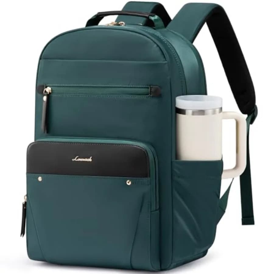 Zaino per Laptop LOVEVOOK da Donna con Finiture in Pelle e Tasche Portabevande, Borsa da Lavoro, Borsa da Viaggio, Borsa Portaoggetti Personale