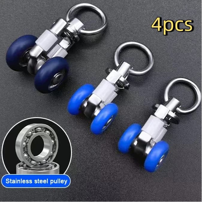 4 pezzi Rulli per tende Trasportini a doppia ruota Ruote mute Binario per tendaggi Aliante scorrevole per finestre Accessori per tende da doccia