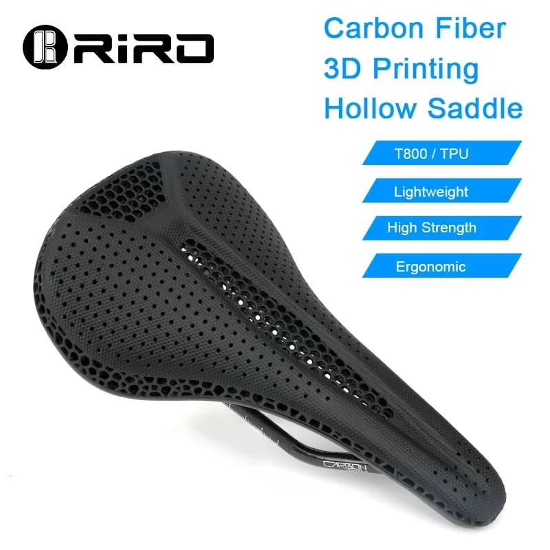 Sella per bicicletta RIRO in fibra di carbonio ultraleggera stampa 3D Highway MTB Sella da corsa Cuscino per bicicletta Accessori per sedili per bicicletta