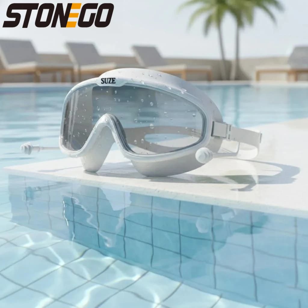 Swimwear with Large Mounting, HD lenses in PC Anti-fog, Anti-slip Silicone Soft Gasket with Storage Box for Swimming