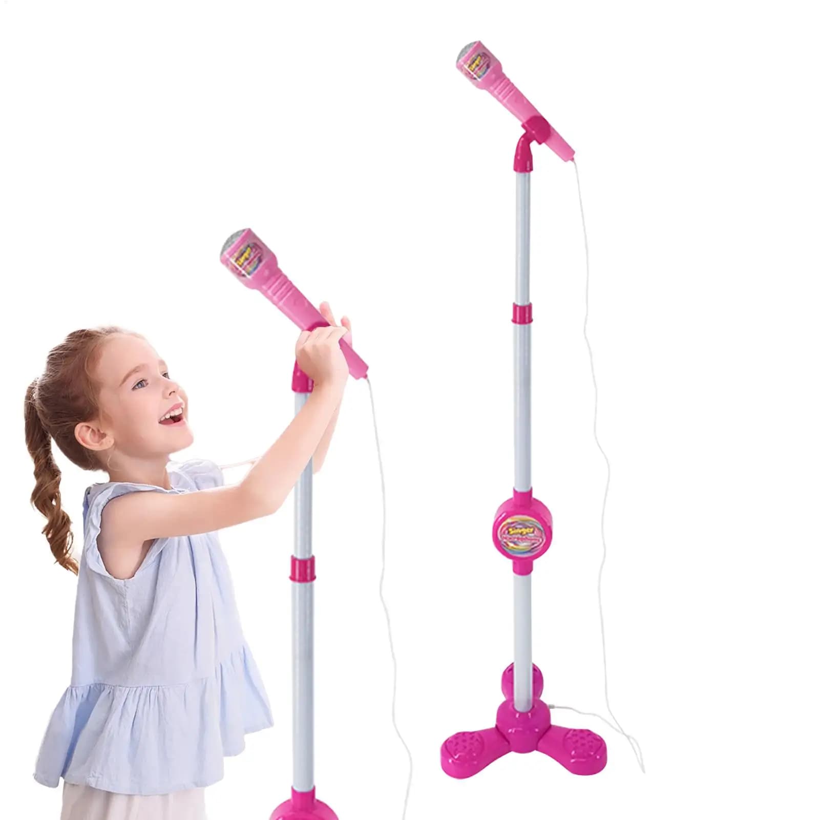 Microfono per bambini con supporto Macchina per canzoni karaoke Giocattoli per strumenti musicali Giocattoli educativi per l'allenamento del cervello Regalo di compleanno per ragazza ragazzo