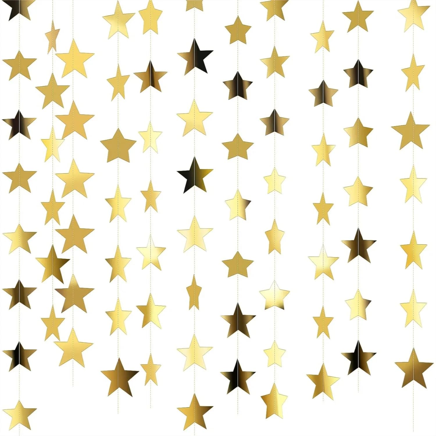 Ghirlanda di stelle da 40 metri per decorazioni per feste di laurea, stelle dorate appese per compleanni, matrimoni, forniture per l'aula