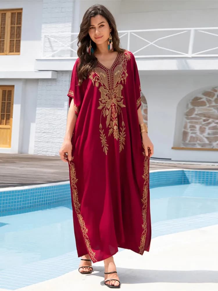 Summer Cover Ups Women Dress Swimsuit Short Sleeve Robes Bathing Suit 2026 New Beach Holiday Black Color Maxi Dresses Cover-Up