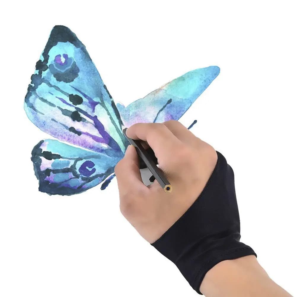 Guanto da disegno a due dita (2 pezzi) per mano destra, scorrimento fluido sulla superficie del tablet, materiale in nylon traspirante, ideale per artisti digitali