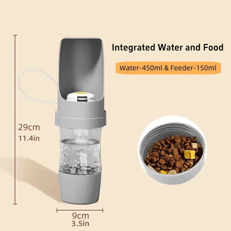 Bottiglia d'Acqua Portatile per Cani e Gatti con Contenitore per Cibo e Acqua, Ciotola per Alimentazione di Cuccioli e Cani, Accessori per Viaggi all'Aperto