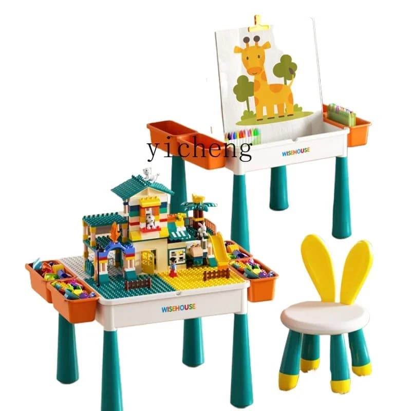 Tavolo da costruzione per bambini XL Puzzle da tavolo giocattolo multifunzionale assemblato Tavolo da gioco e sedia