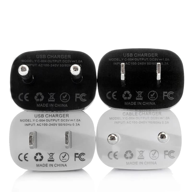 Adattatore caricabatterie con porta USB EU/U.S. Caricabatterie da Muro Universale 5V 1A per Smartphone, Caricatore da Viaggio Rapido per Telefoni Cellulari e iPhone